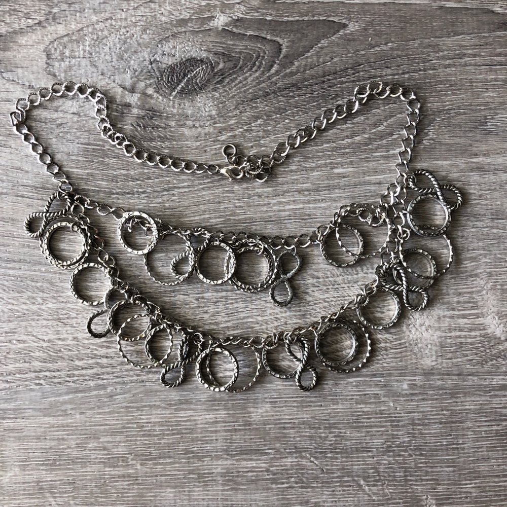 Silver Metal Rings Necklace